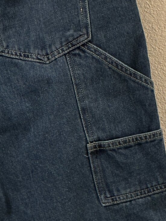 CIDER Denim Mid-Rise Wide Leg Cargo Bermuda Shorts Dark Wash Women XL - Picture 4 of 9